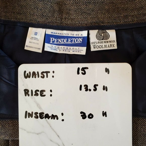 VTG 80s Pendleton Womens Pants Sz 10 Virgin Wool Herringbone High Rise Pleated - Picture 5 of 7